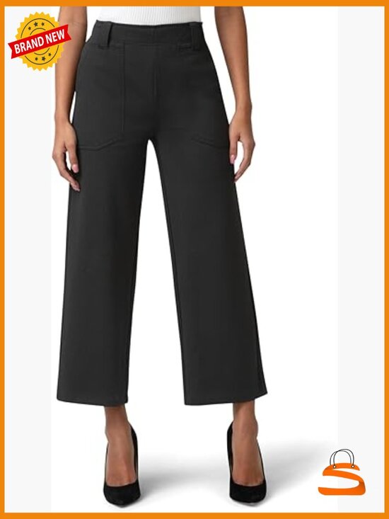 Pants - Textured Cropped Wide Leg Pull-On Pant with Pockets
